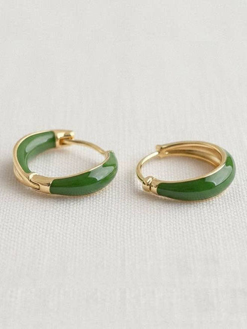 Vintage Inspired Green Hoop Earrings