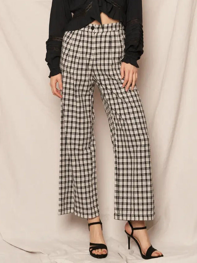 Plaid Wide Leg Pants