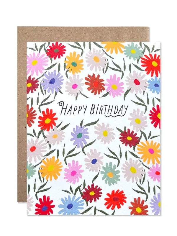 Wild Daisies Happy Birthday Card