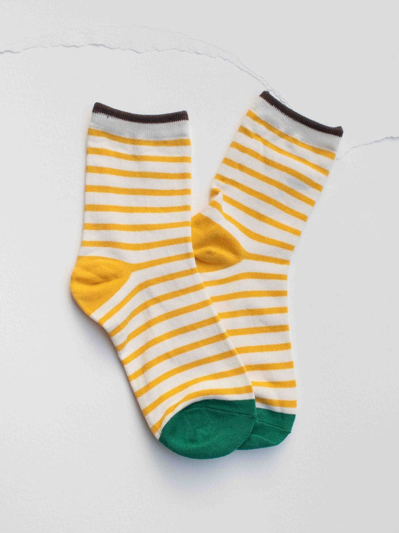 Yellow Stripe Cotton Socks