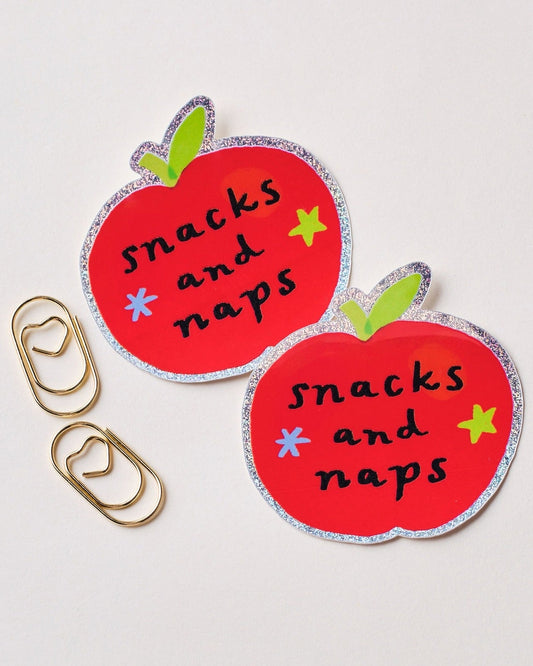 Snacks and Naps Apple Holographic Sticker