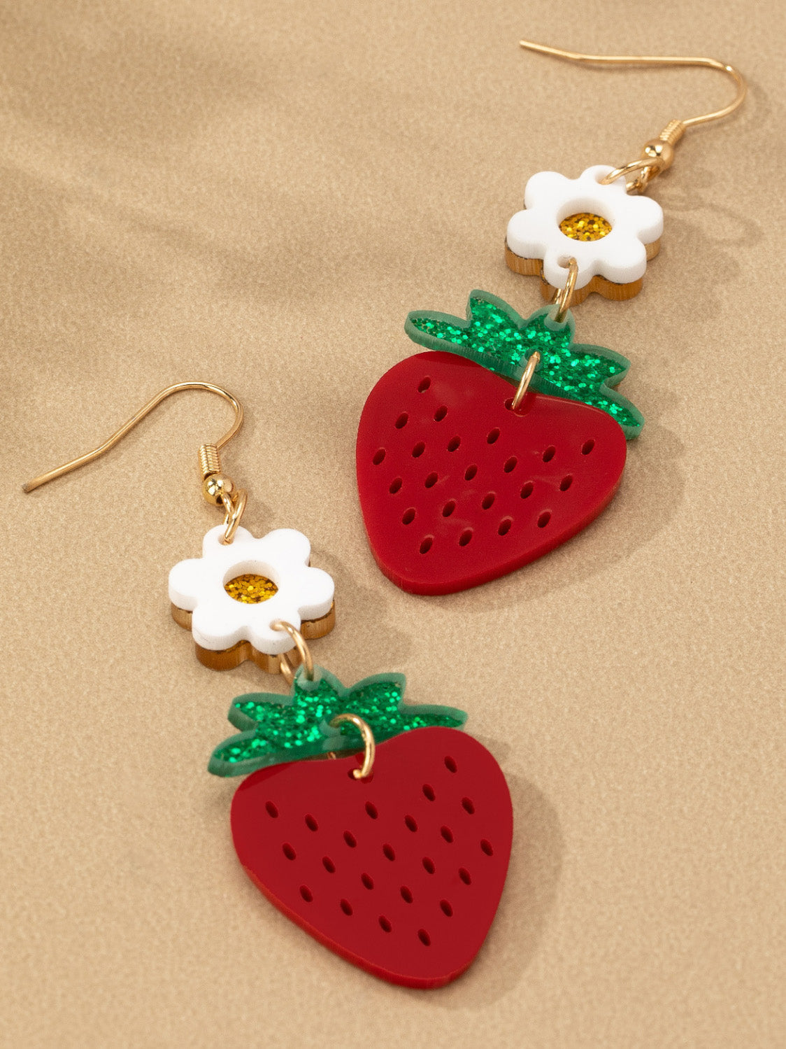 acrylic strawberry dangly earrings