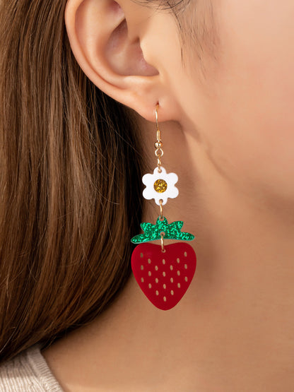 acrylic strawberry dangly earrings