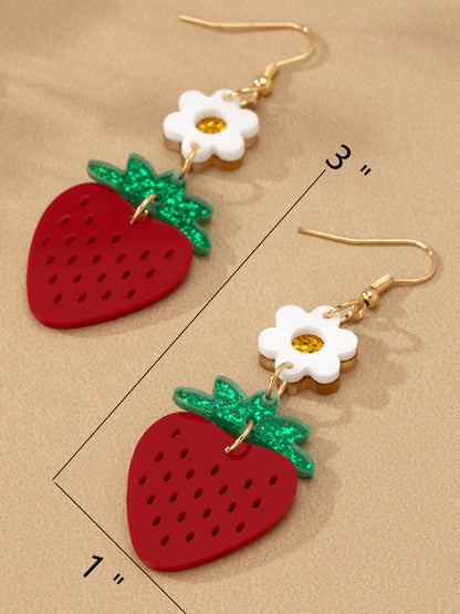 acrylic strawberry dangly earrings