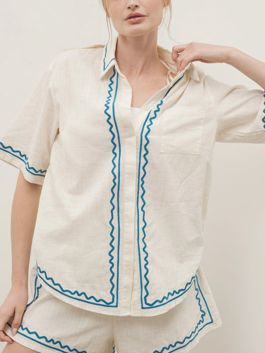 addy embroidered button down