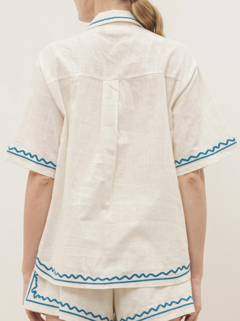 addy embroidered button down