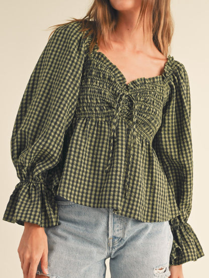 addy smocked gingham top
