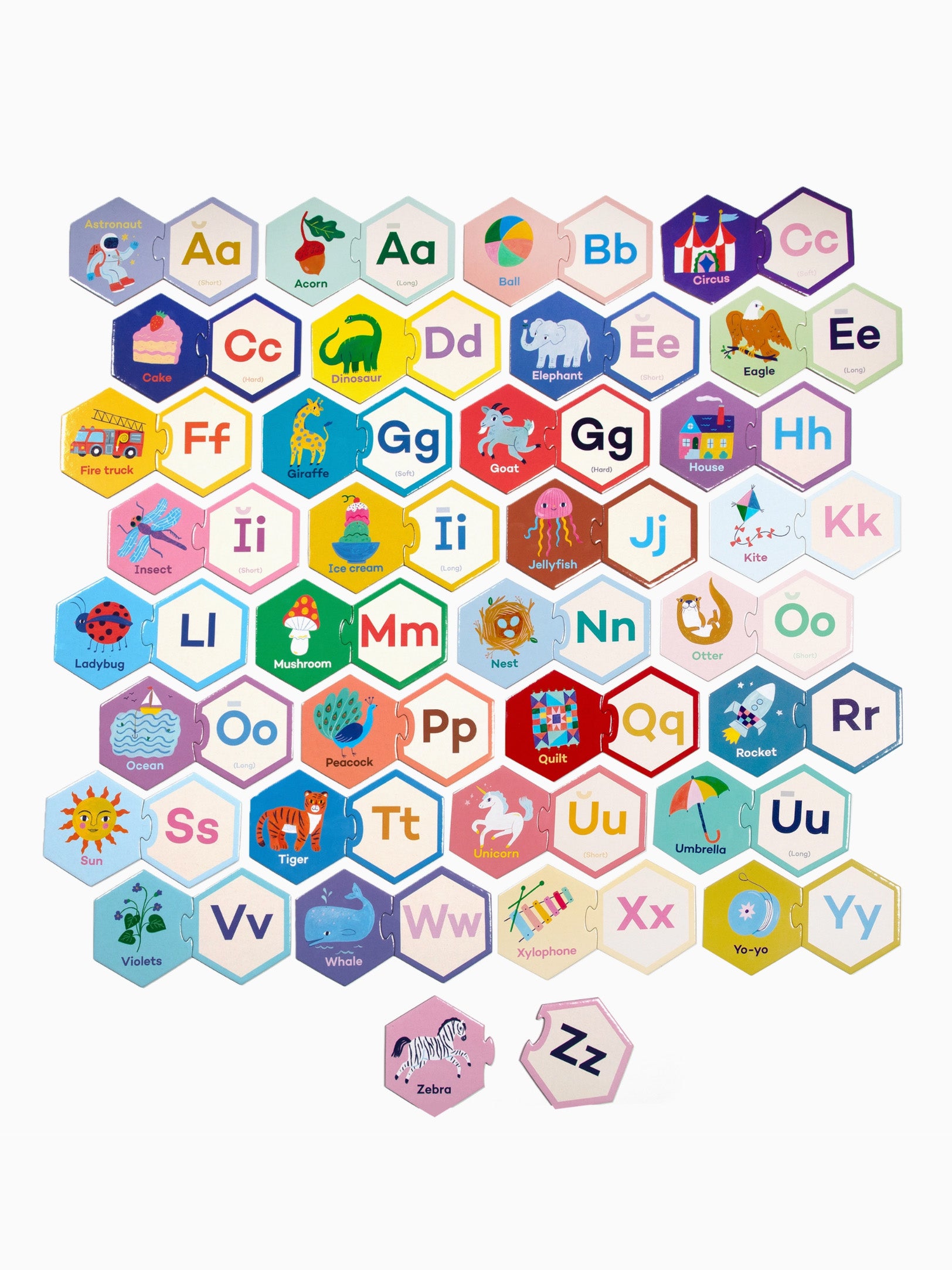 alphabet hexagon puzzle pairs