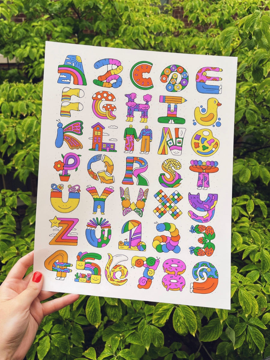 alphabet + numbers art print