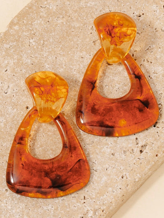 amber chunky drop earrings