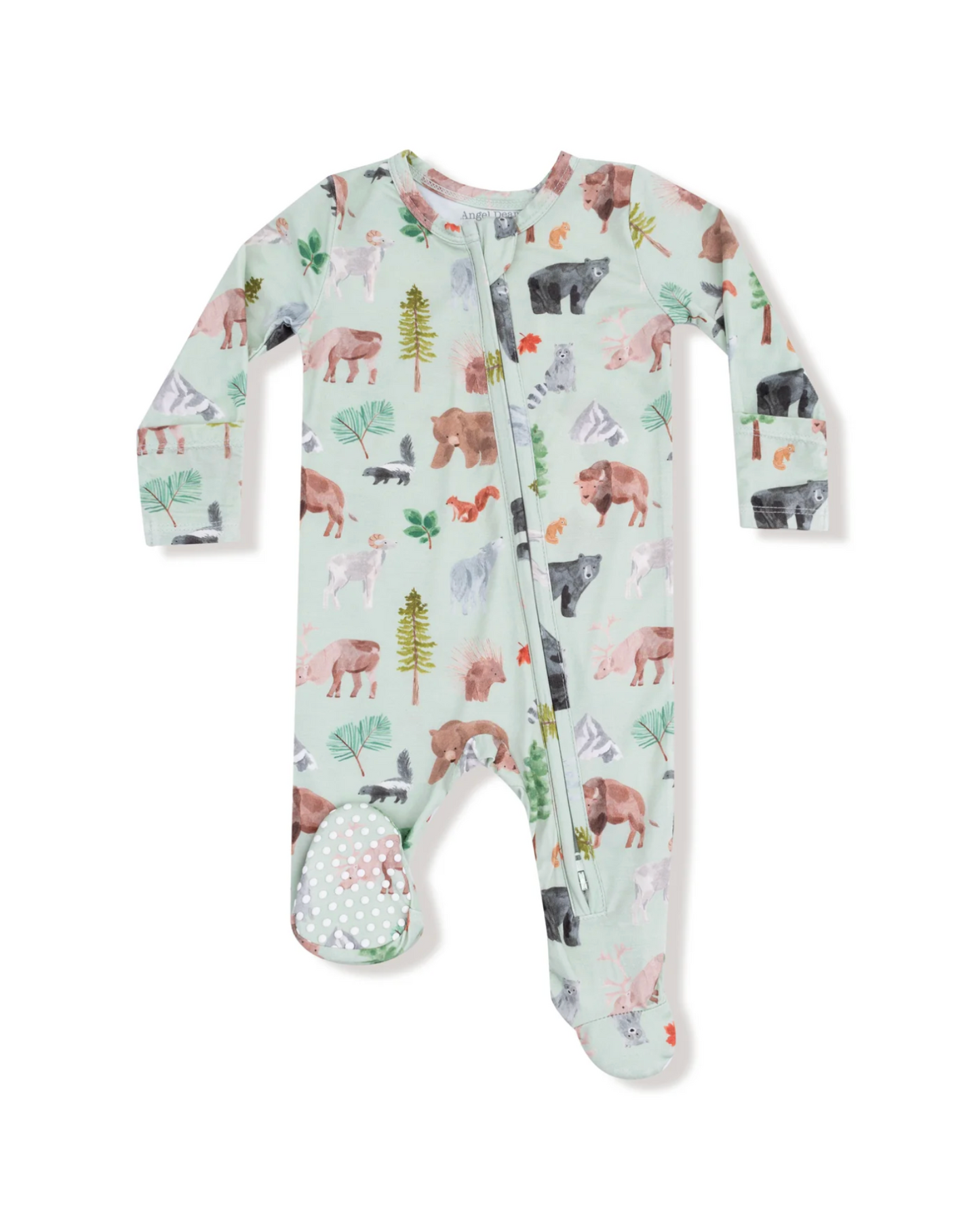 american woodland animals zipper footie