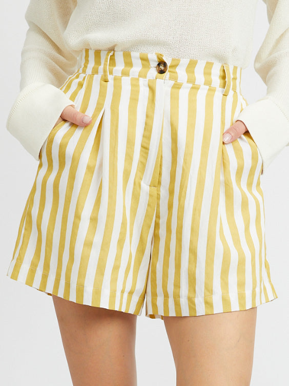 ana lemon striped trouser shorts