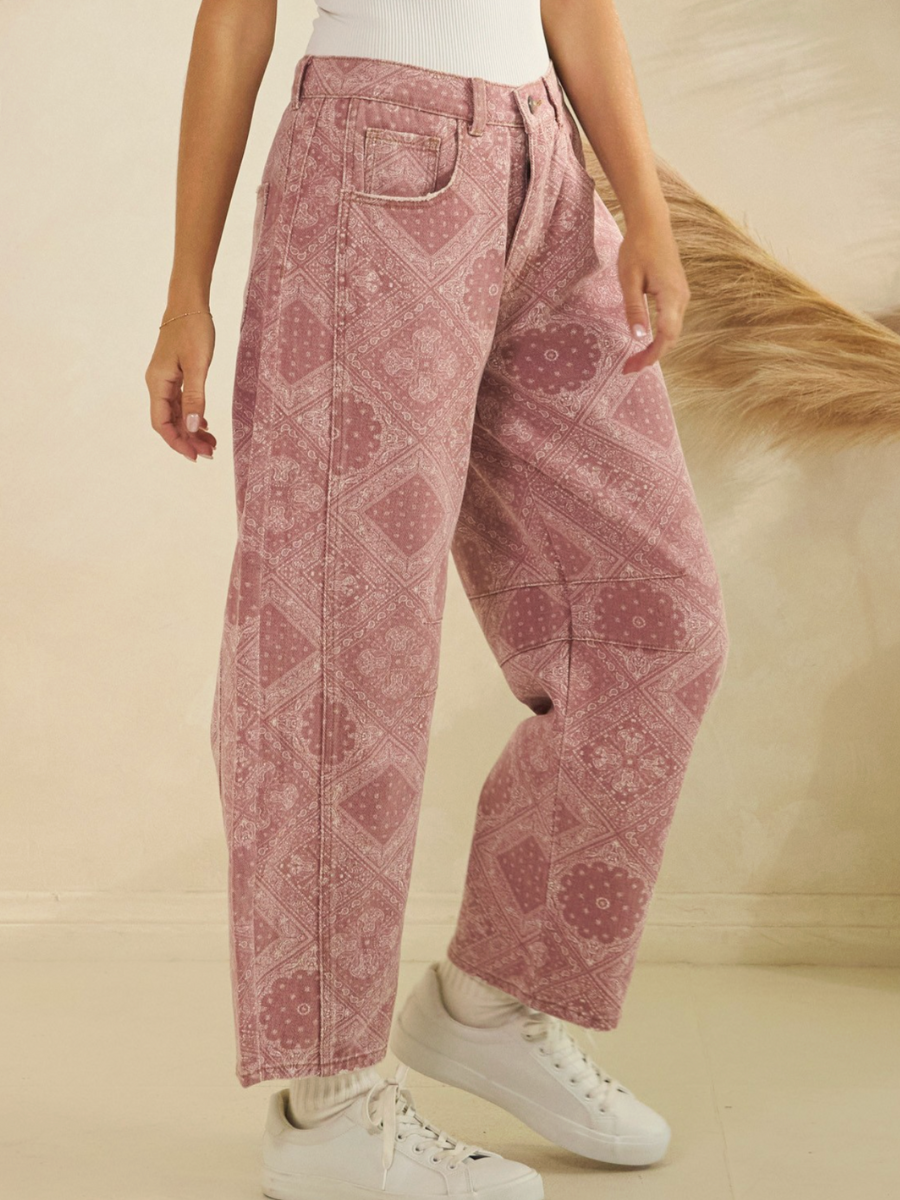 anastasia paisley barrel pants