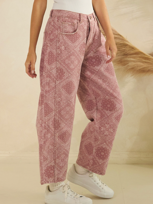 anastasia paisley barrel pants