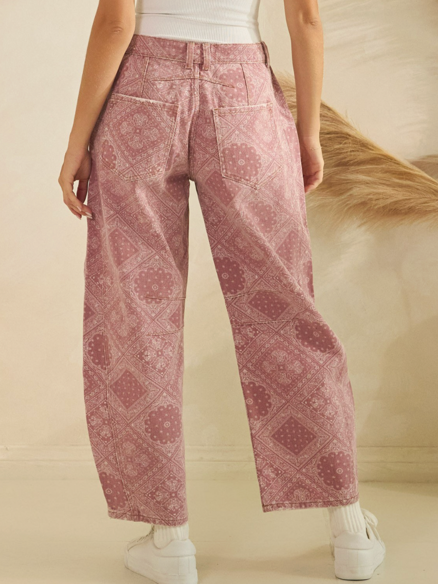 anastasia paisley barrel pants