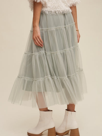 aria tiered mesh skirt