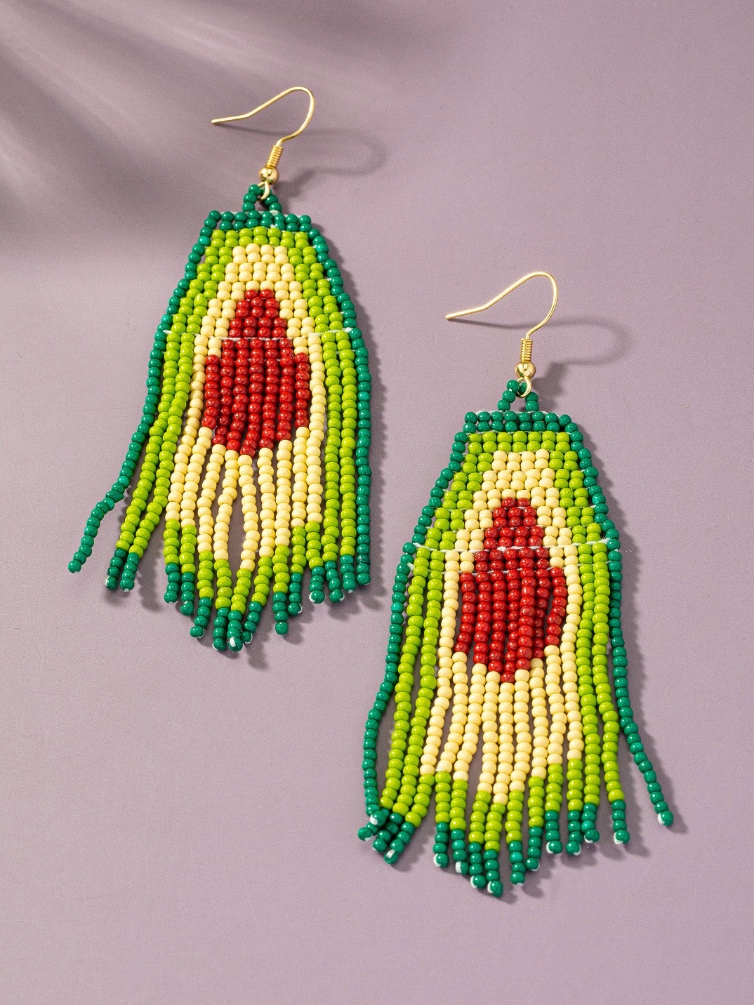 avocado beaded earrings