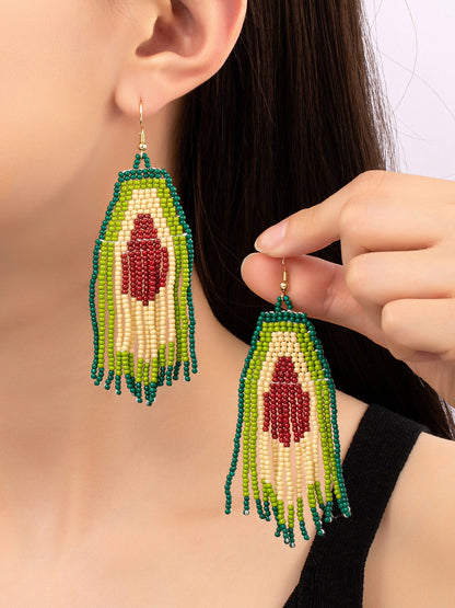 avocado beaded earrings