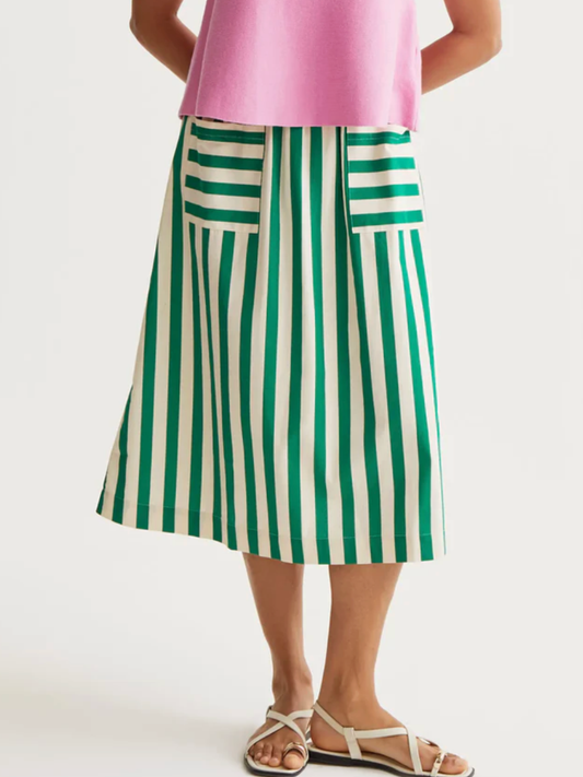 bamboo striped midi skirt