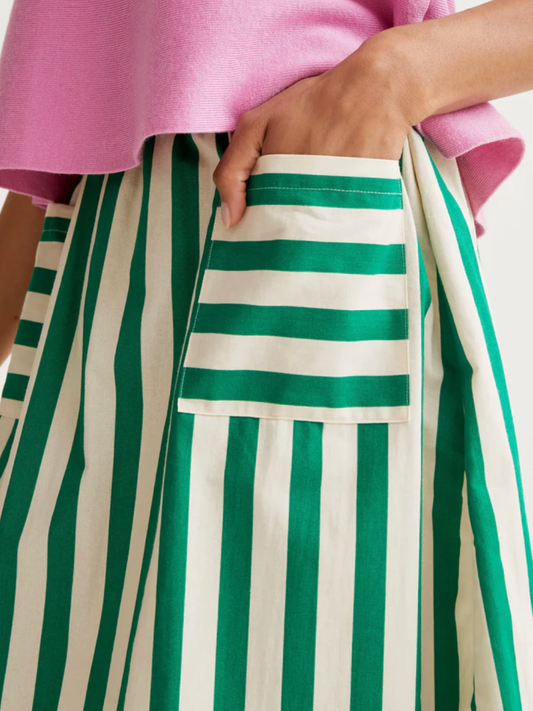 bamboo striped midi skirt