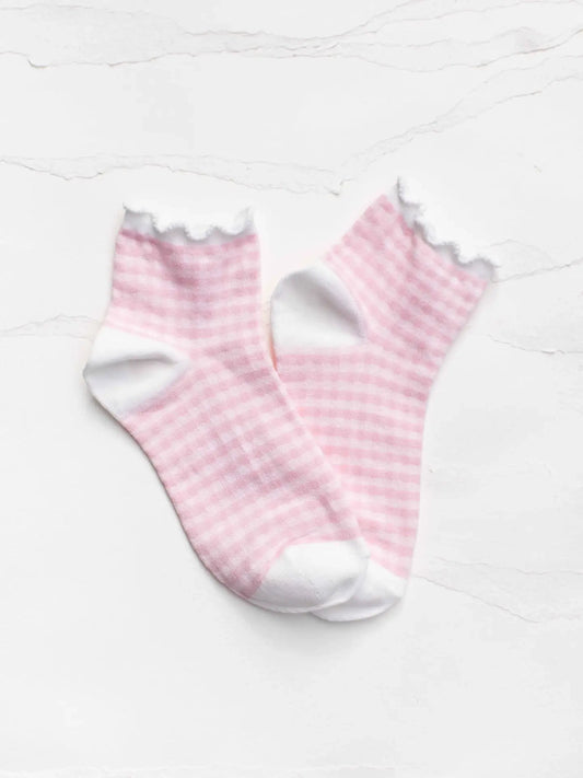Barbara Gingham Ruffle Socks