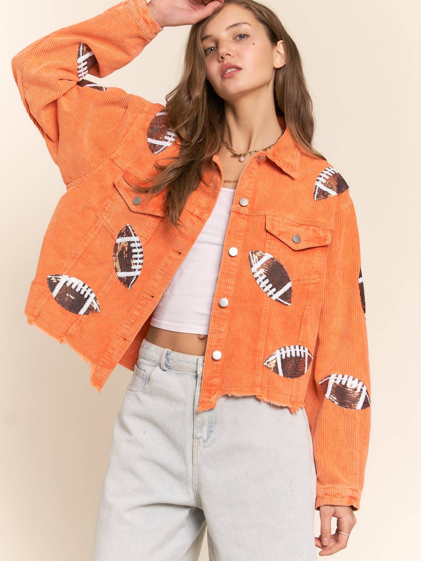 Bengal Football Corduroy Sequin Jacket