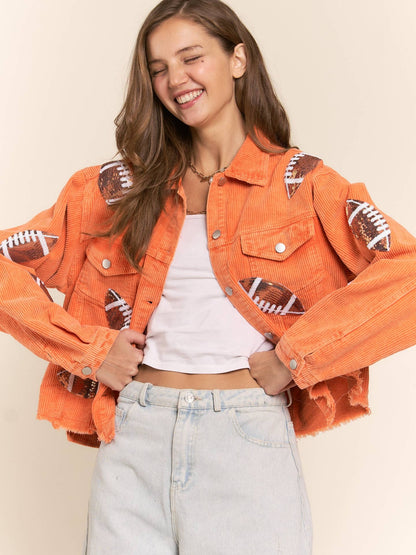 Bengal Football Corduroy Sequin Jacket