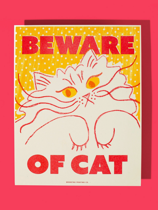 beware of cat risograph print