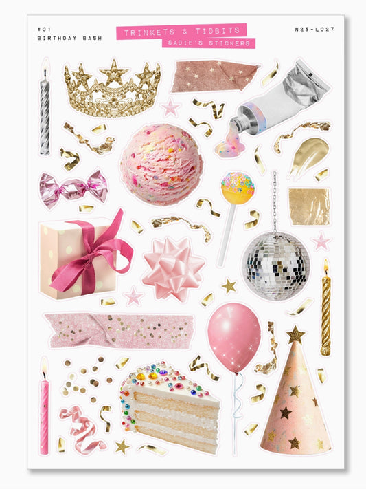 Birthday Bash Trinkets & Tidbits Deco Sticker Sheet
