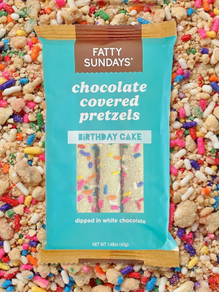 birthday cake chocolate covered pretzel snack pack