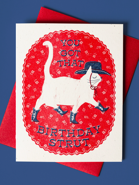 birthday strut risograph card