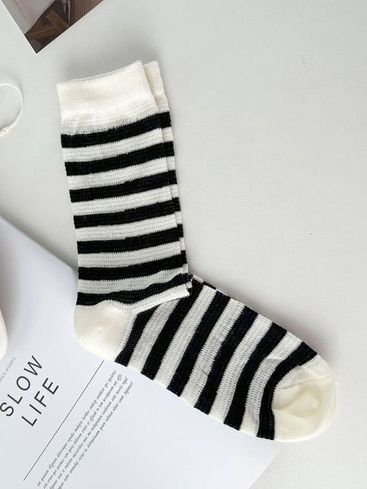 Black + White Striped Socks