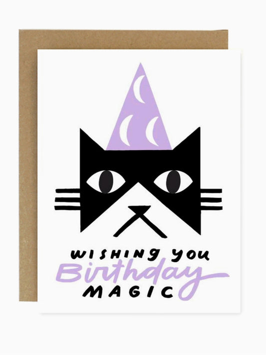 black cat birthday magic card