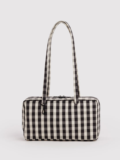 Black And Cream Gingham Bowler Bag
