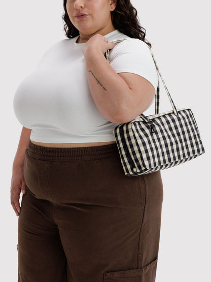 Black And Cream Gingham Bowler Bag