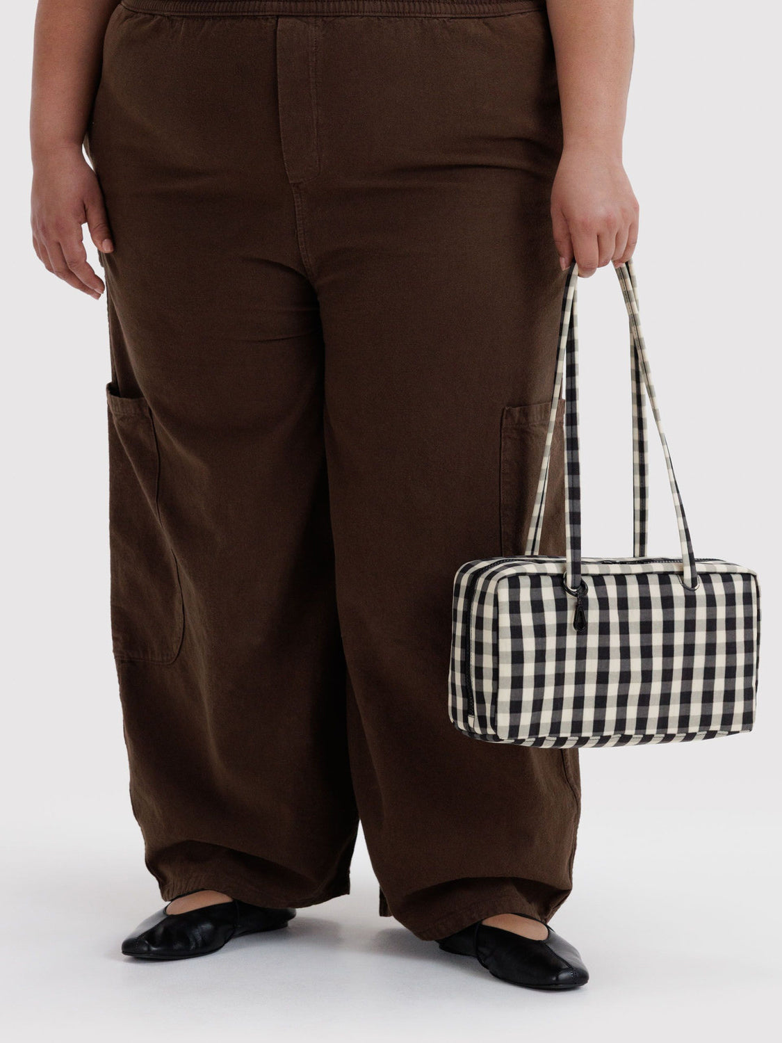 Black And Cream Gingham Bowler Bag