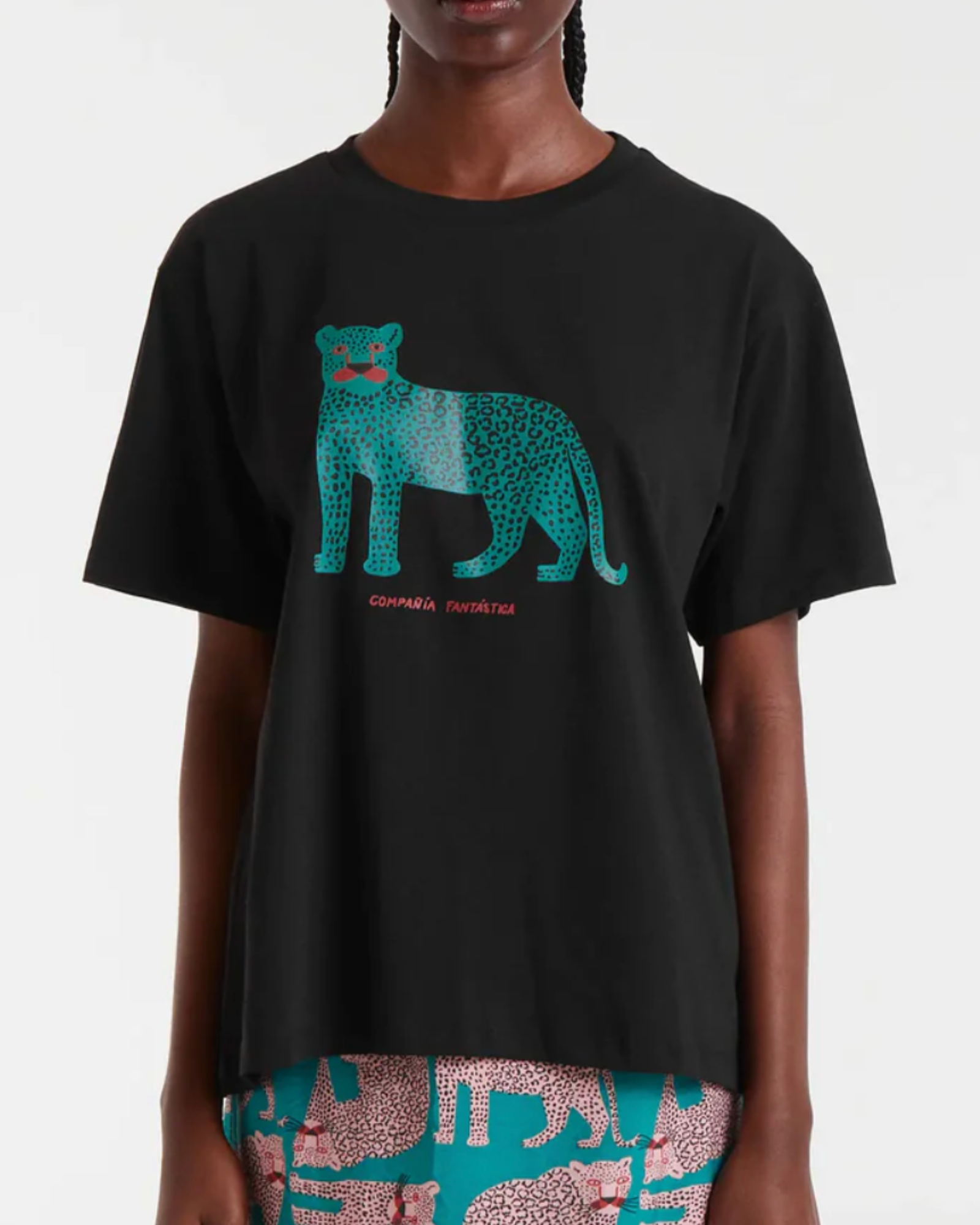 black fantastica leopard tee