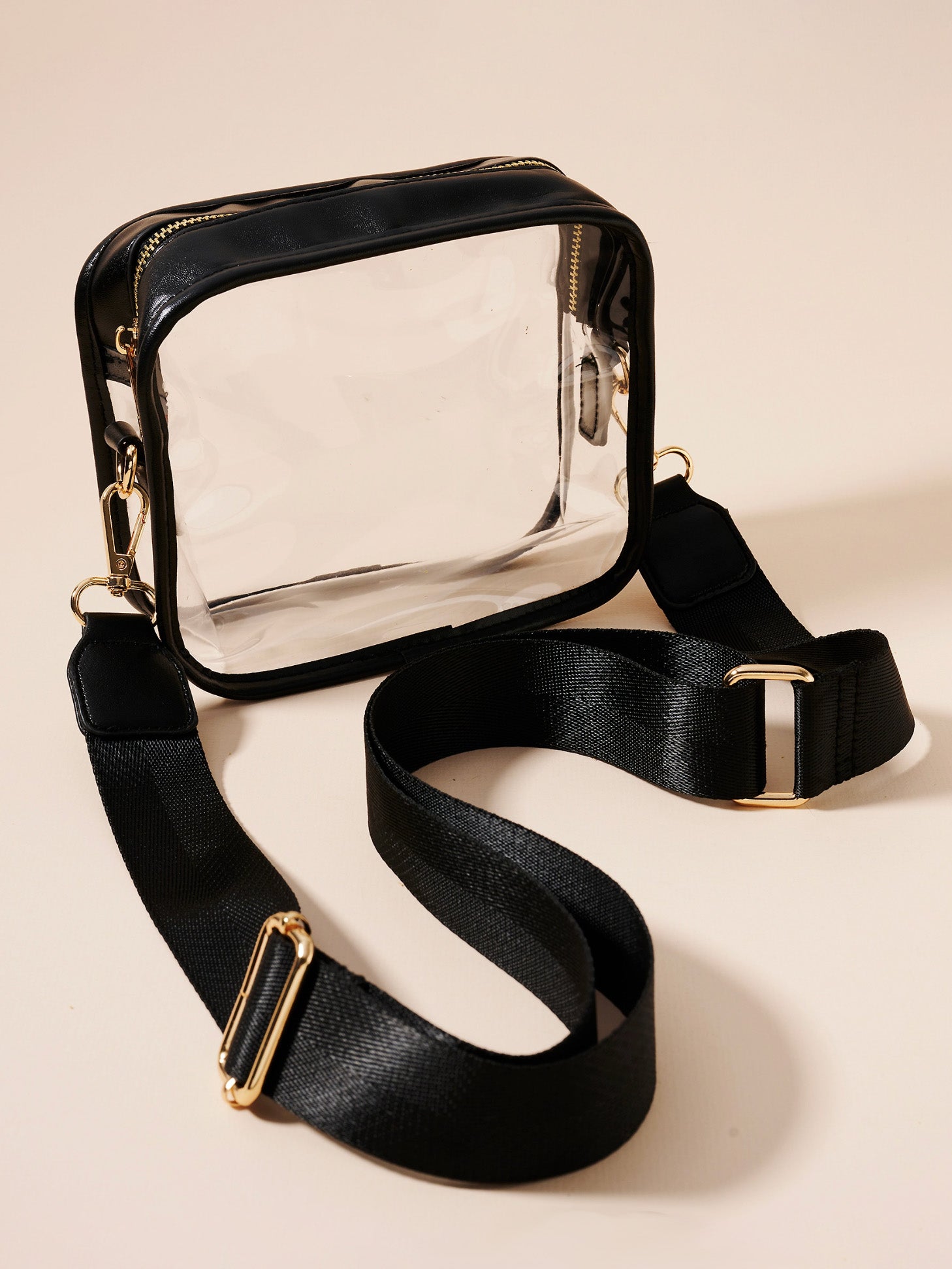 black game day clear crossbody bag