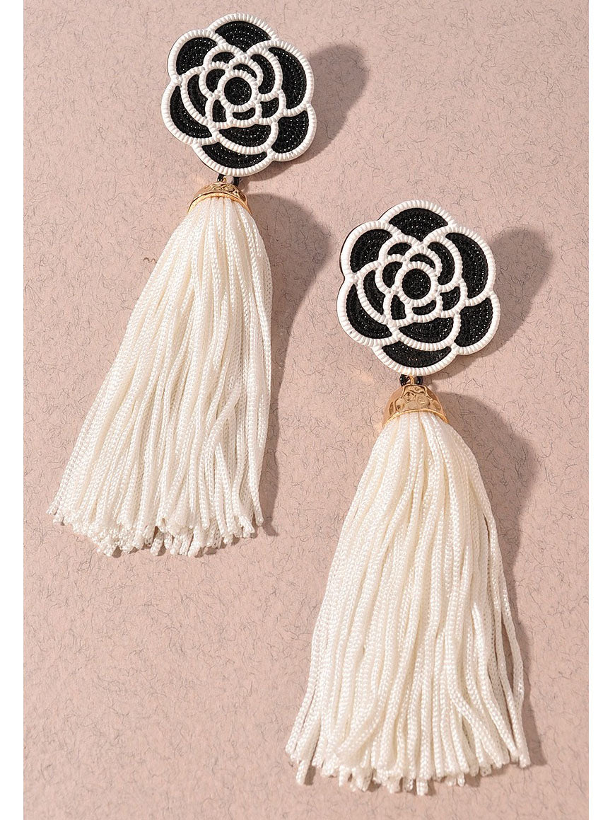 Black + White Tassel Earrings