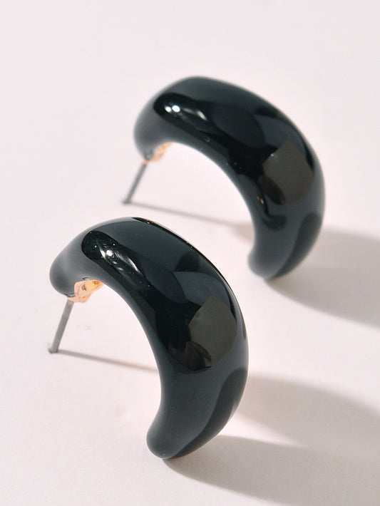 Black Gloss Hoop Earrings