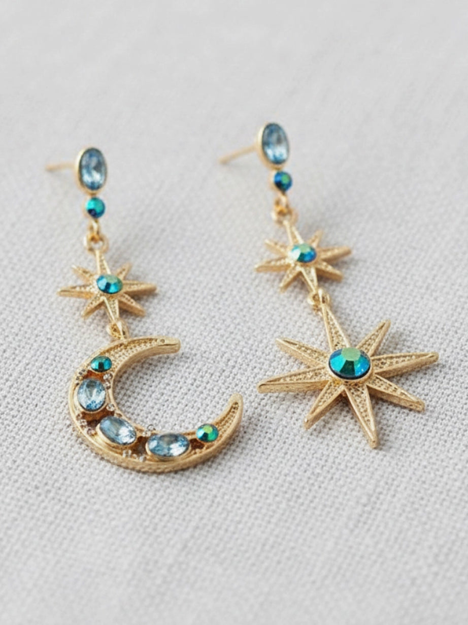 Blue Crystal Celestial Earrings