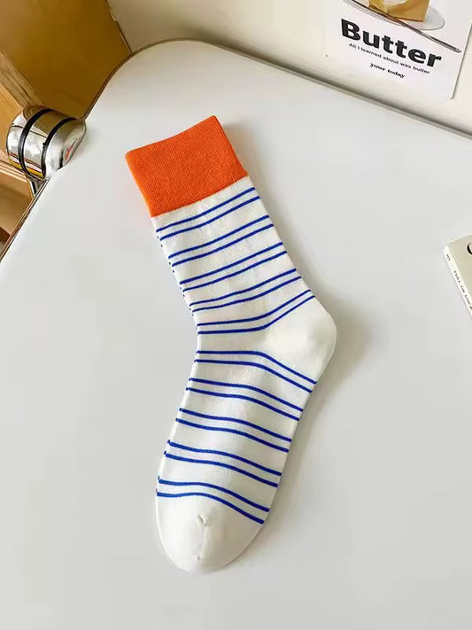 Blue & Orange Sporty Stripe Socks
