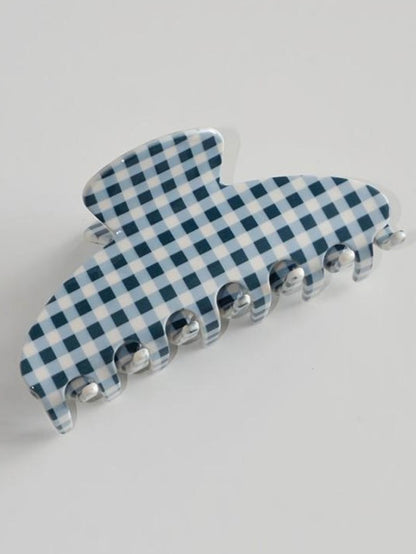 Blue Plaid Hair Claw Clip