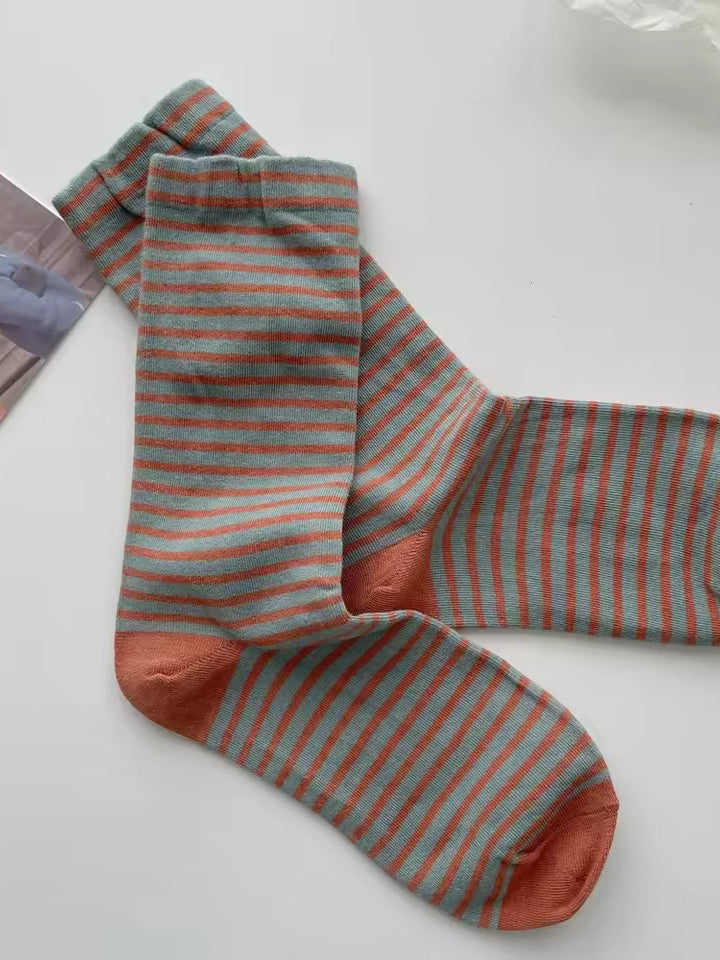 Blue + Rust Classic Stipe Socks