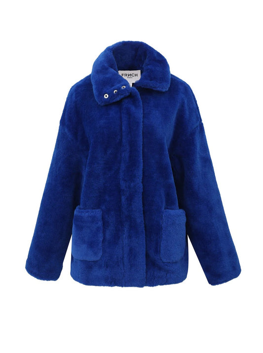 Electric Blue Lonnie Fuzzy Coat