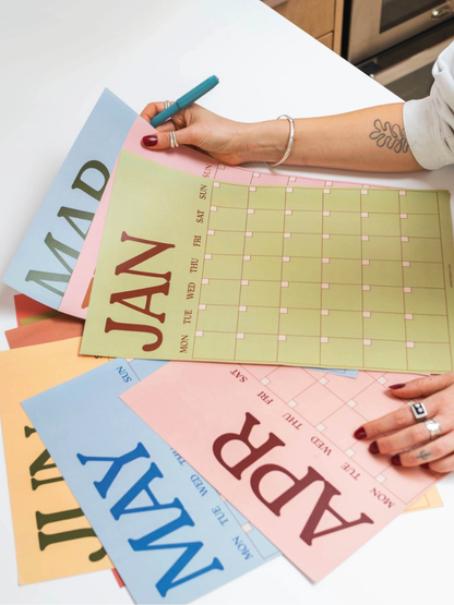 boho scandi monthyl undated a3 wall calendar