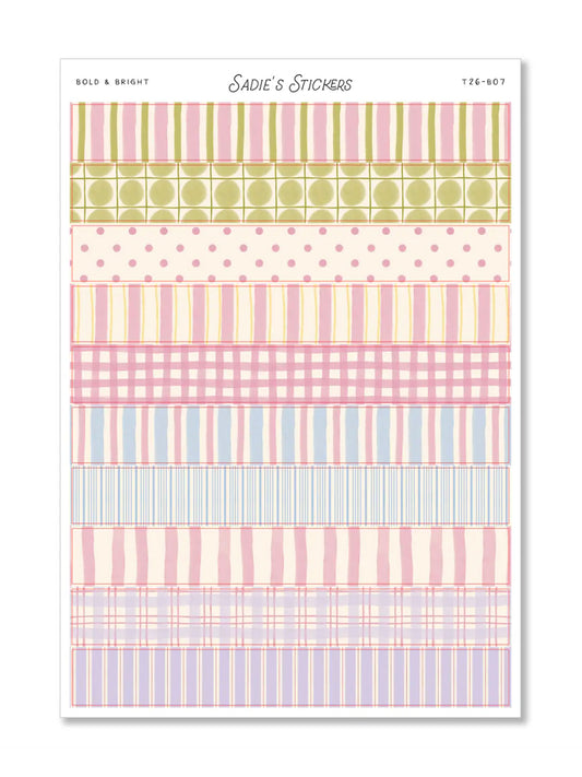 Bold & Bright Scrapbook Washi Strips Sticker Sheet
