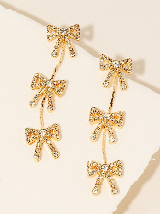 bow trio drop earrings