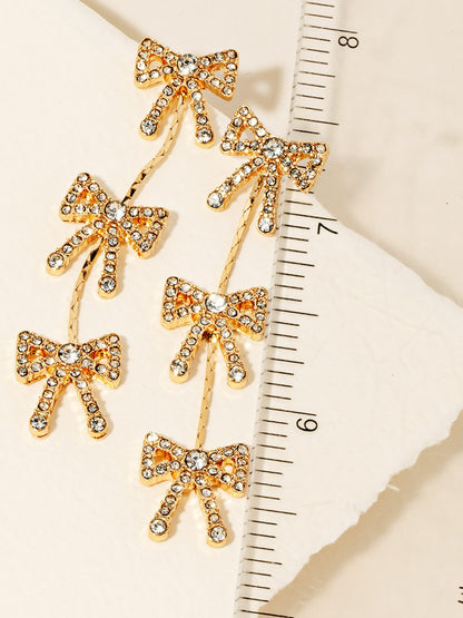 bow trio drop earrings