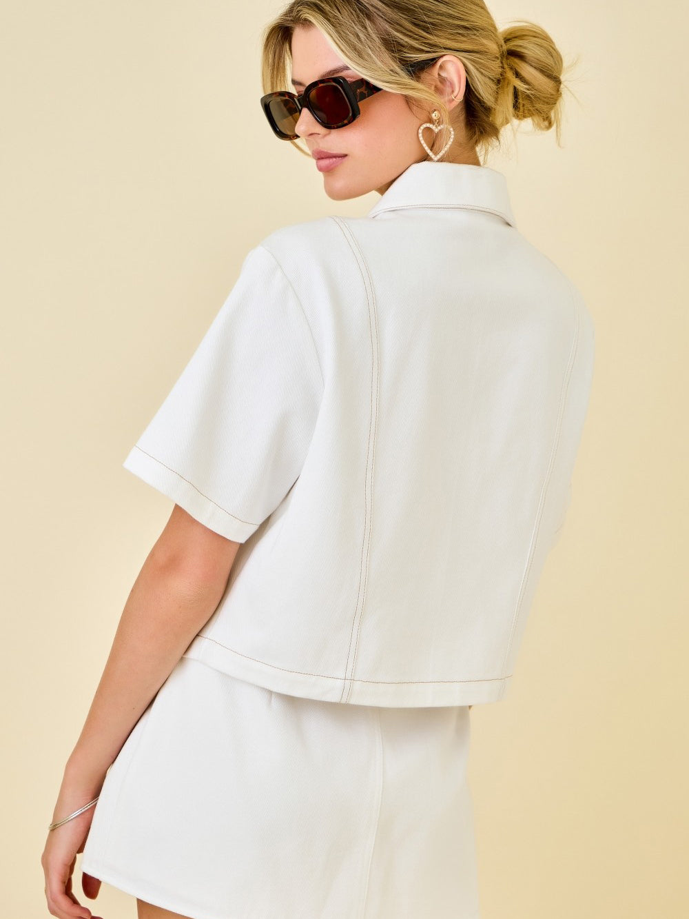 White Denim Boxy Top/Jacket